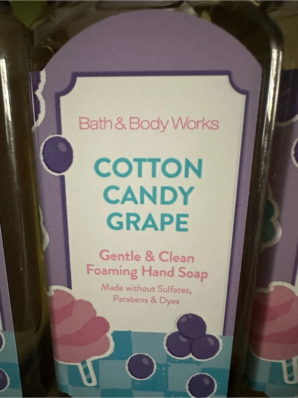 Bath & Body Works Cotton Candy Grape Foaming Hand Soap — Purple & Teal Label